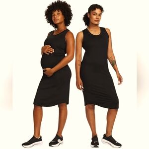 Nike Women's Black Midi Dri-FIT Slim-Fit Knit Maternity Dress Meduim NWT